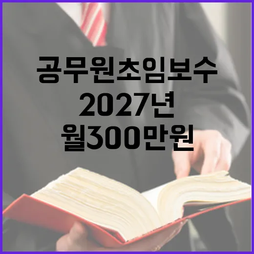 공무원 초임보수 2027년 월 300만원 대폭 인상!