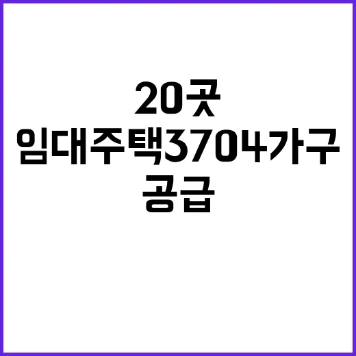 청년·고령자 임대주택 3704가구 20곳 공급!