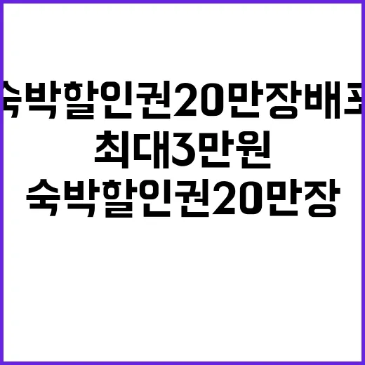 숙박 할인권 20만 장 배포 최대 3만원 혜택!