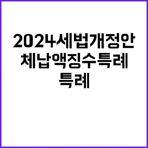 2024 세법개정안 체납액 징수특례의 모든 사실!