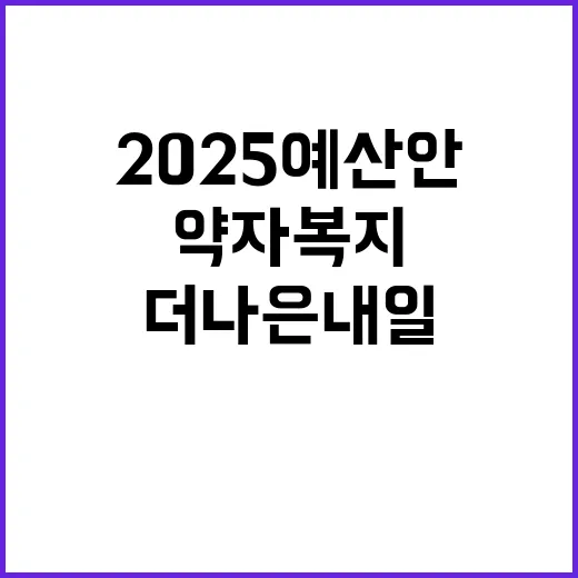 2025 예산안 약자복지를 위한 더 나은 내일