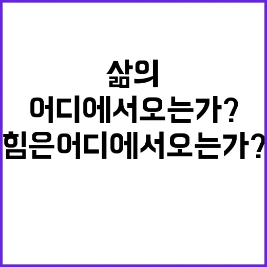 청년 삶의 힘은 어디에서 오는가?