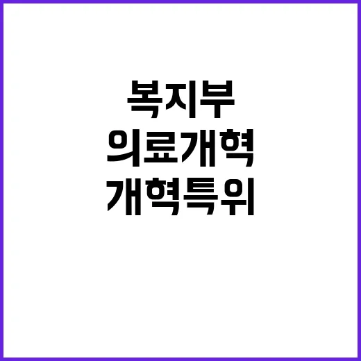 의료개혁특위 복지부의 중요한 발표! 클릭하세요!