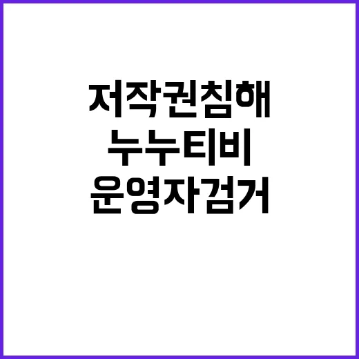 누누티비 운영자 검거 저작권 침해 충격 사실!