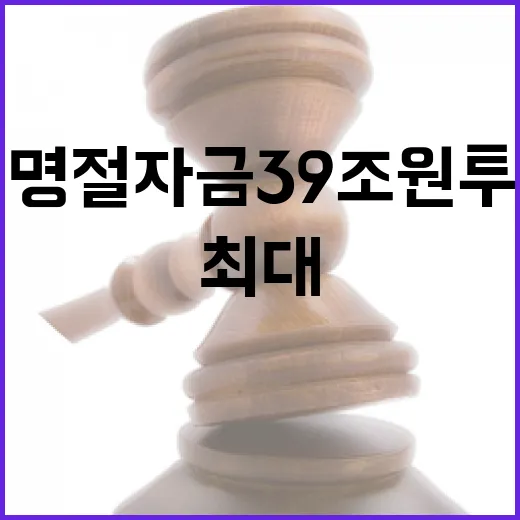 설 명절 자금 39조원 투입 최대 규모 성수품 확대!