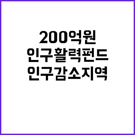 인구활력펀드 200억 원으로 인구감소 지역 지원!