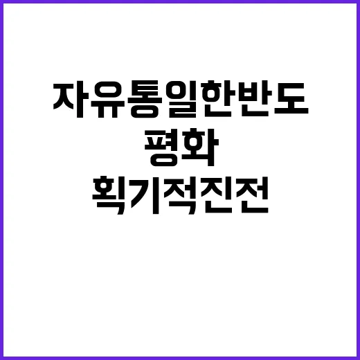 자유통일 한반도 평화로 가는 획기적 진전!