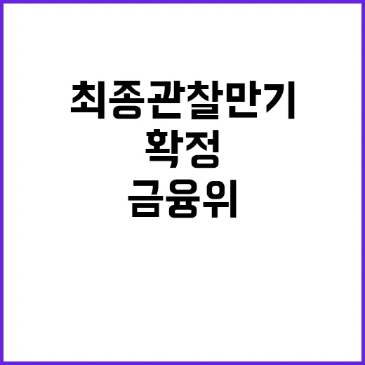 금융위 “최종관찰만기 제도개선 확정되지 않았다”