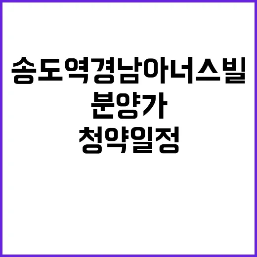 송도역 경남아너스빌 청약 일정과 분양가 기대감 상승!