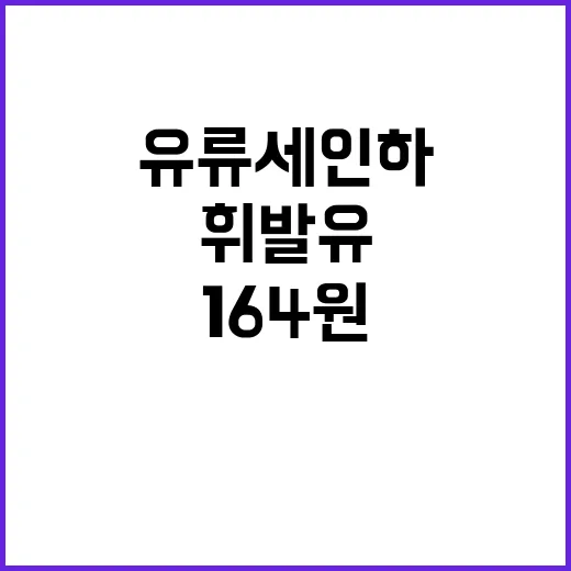 ‘유류세 인하’ 소비자 혜택 휘발유 164원↓!