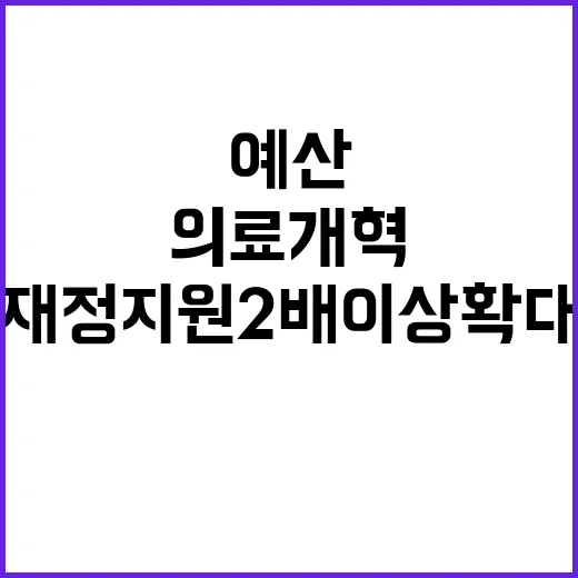 예산 증가 의료개혁 재정 지원 2배 이상 확대!