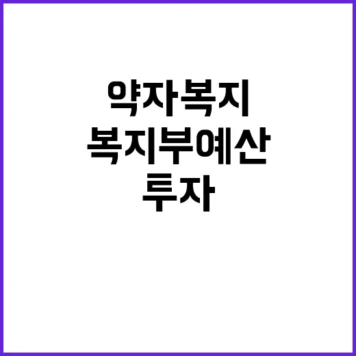 복지부 예산 약자복…