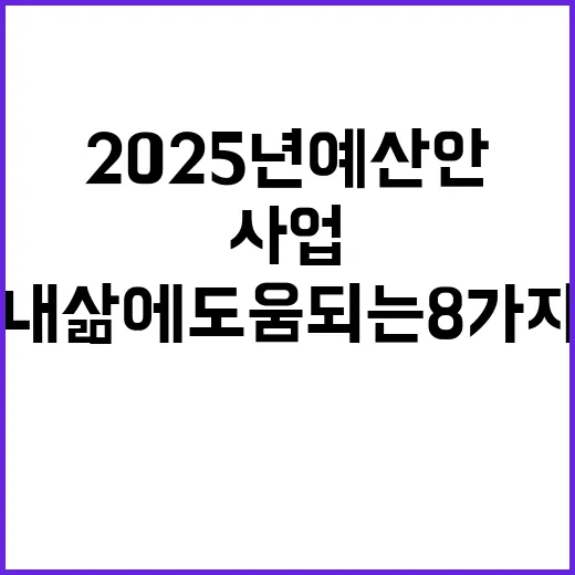 2025년 예산안 내 삶에 도움되는 8가지 사업!