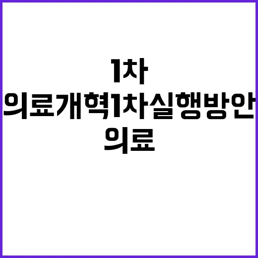 의료개혁 1차 실행방안 공개로 기대감 폭발!