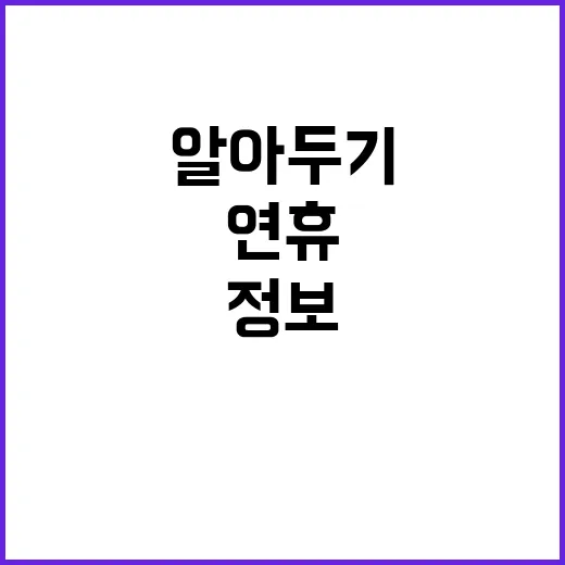 연휴 연락처 꼭 필요한 정보 알아두기!