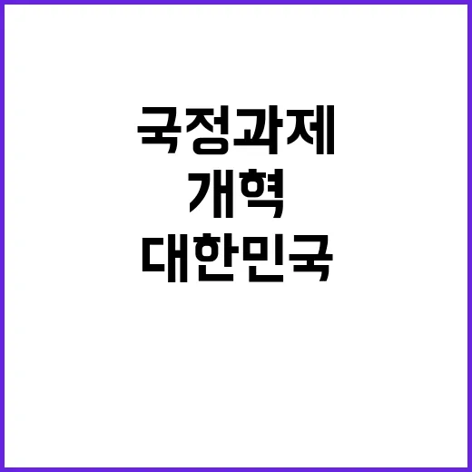 개혁 대한민국 미래 위한 국정과제 재조명 필요성!