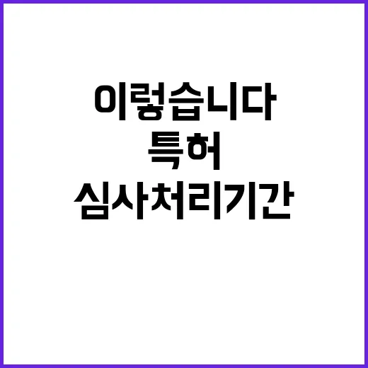 특허 심사처리기간 단축 이렇습니다! 클릭 필수!