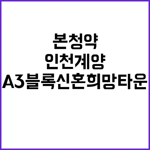 인천계양 A3블록 신혼희망타운 본청약 일정과 가격 공개!