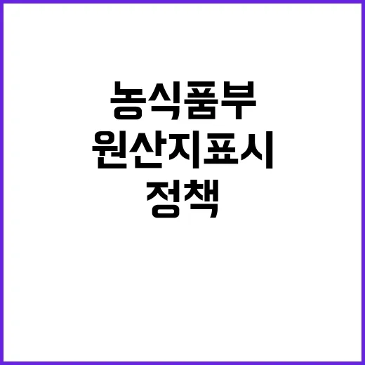 “원산지 표시 농식품부의 강화된 관리 정책 공개!”