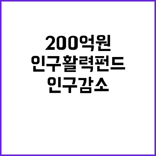 인구감소 해결 위한 200억 원 인구 활력펀드!