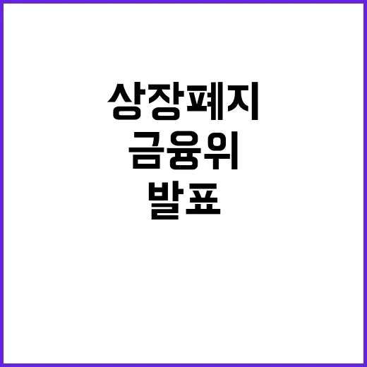 상장폐지 금융위 공식 입장 발표에 관심 집중!