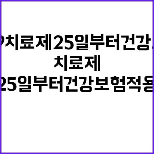 코로나19 치료제 25일부터 건강보험 적용 소식!