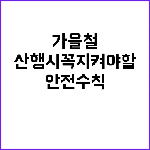 가을철 안전수칙 산행 시 꼭 지켜야 할 사항들!