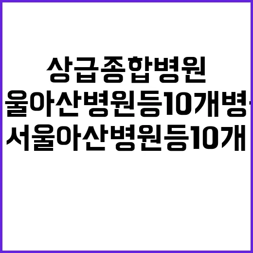 상급종합병원 서울아산병원 등 10개 병원 선정!