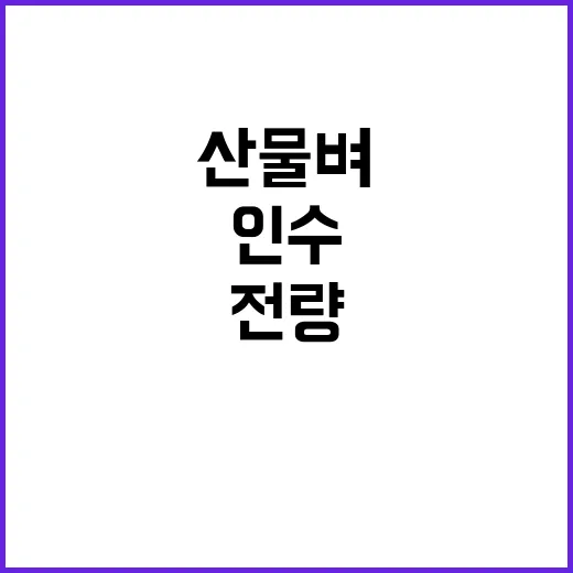 산물벼 전량 인수! 쌀값 안정화의 희망?