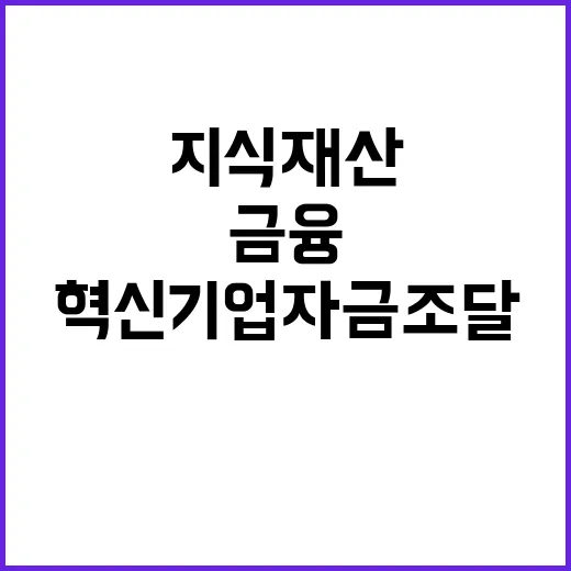 지식재산금융 혁신기업 자금조달의 새로운 기회!