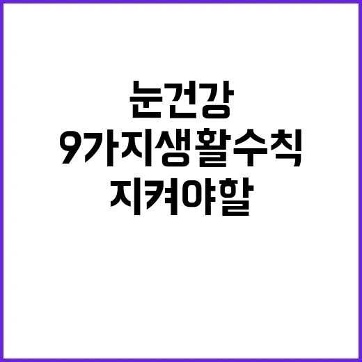 눈 건강 지켜야 할 9가지 생활 수칙 공개!