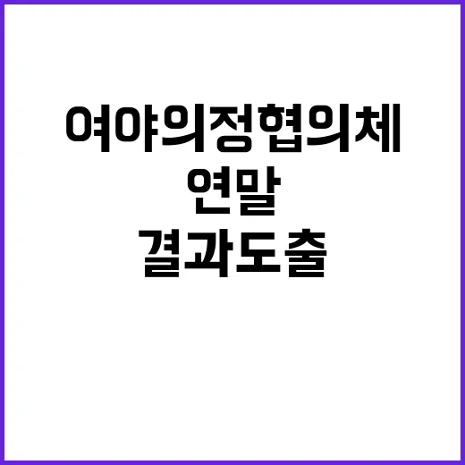 여야의정협의체 연말 결과 도출 예고! 기대감 폭발!