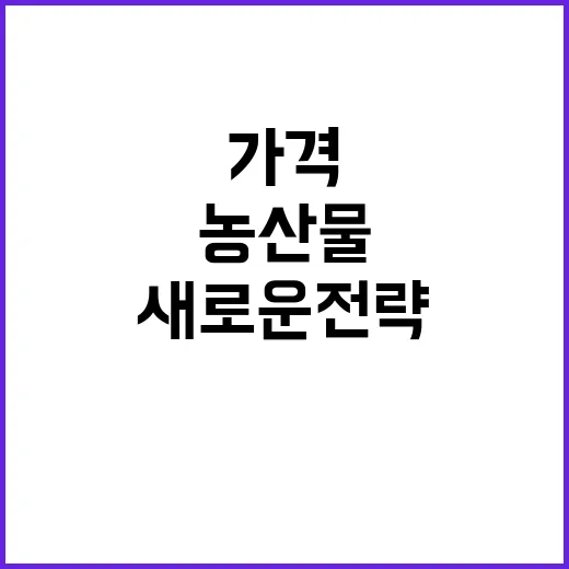 국산 농산물 가격 안정 위한 정부의 새로운 전략!