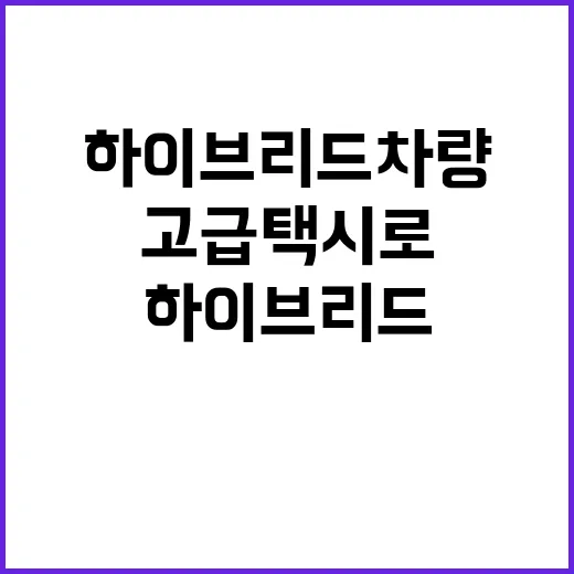 하이브리드 차량 고급택시로의 변화가 일어난다!