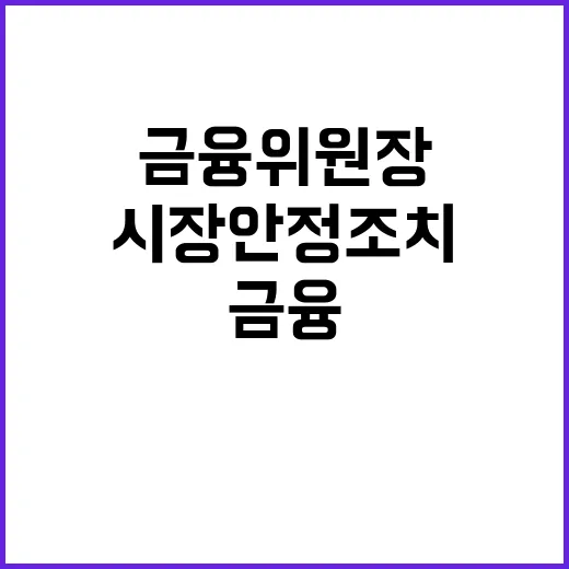 시장안정 조치 금융위원장 발언 후 화제의 중심.