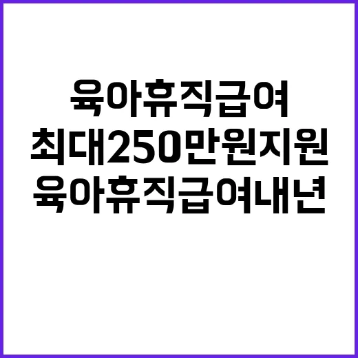 육아휴직 급여 내년 최대 250만 원 지원 확대!