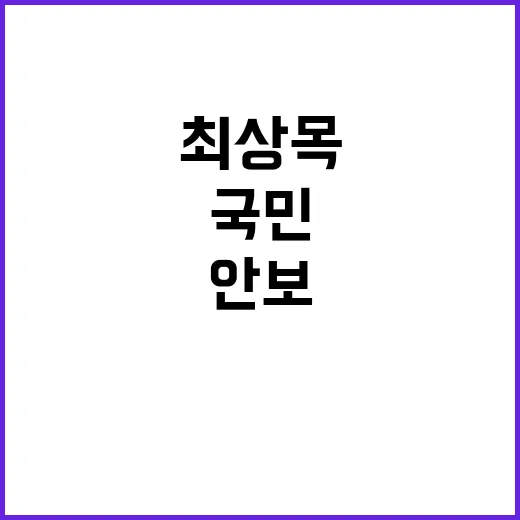 안보 강조! 최상목 국민 안전 위한 다짐 밝혀