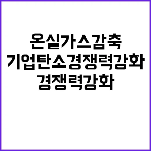 온실가스 감축 기업 탄소경쟁력 강화의 열쇠!