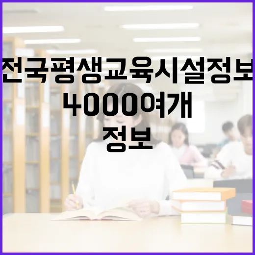 전국 평생교육시설 정보 4000여 개 공개!