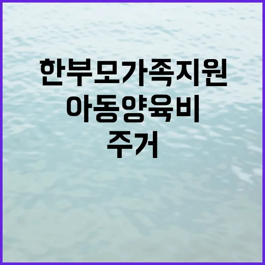 한부모가족 지원 아동양육비와 주거 지원 강화!