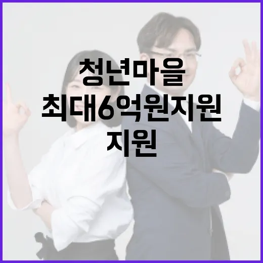 청년마을 주인공 최대 6억 원 지원 기회!