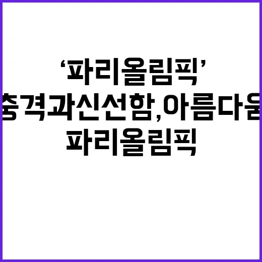 ‘파리올림픽’ 충격과 신선함, 아름다움의 대축제!