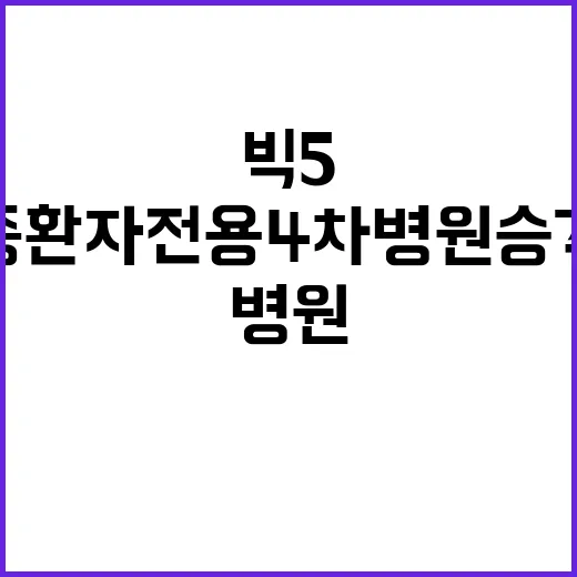 빅5 중환자 전용 4차 병원 승격, 사실은?