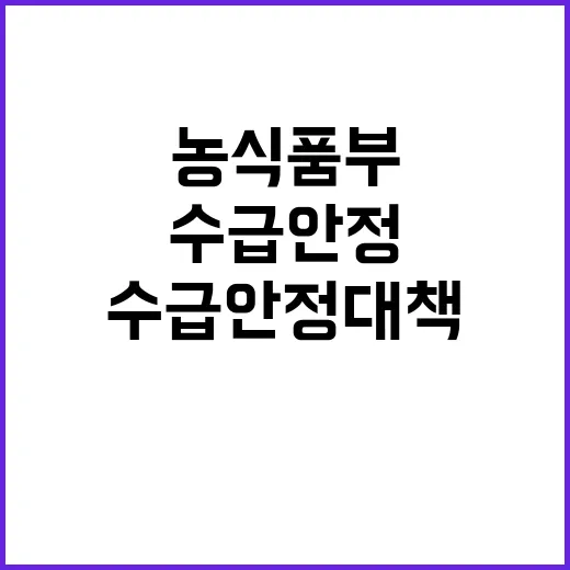 기후변화, 농식품부의 새로운 생산·수급안정 대책!