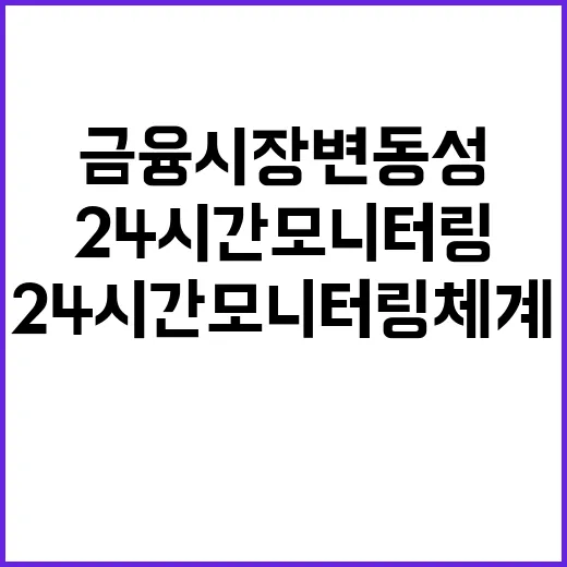 금융시장 변동성, 24시간 모니터링 체계 유지!