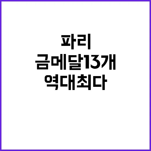 금메달 13개! 팀코리아 파리에서 역대 최다 기록!