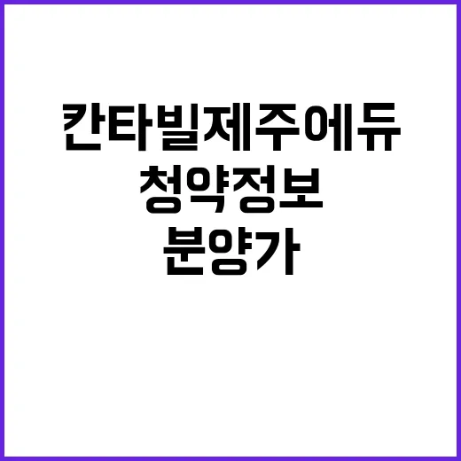 칸타빌 제주에듀 청약 정보 분양가 및 특별공급사항