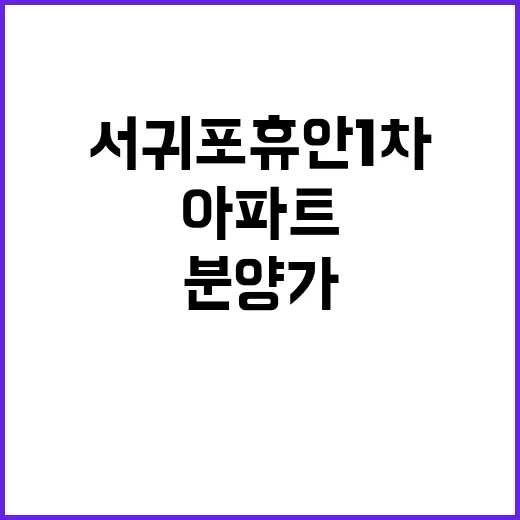 서귀포 휴안1차 아파트 청약 일정과 분양가 예상