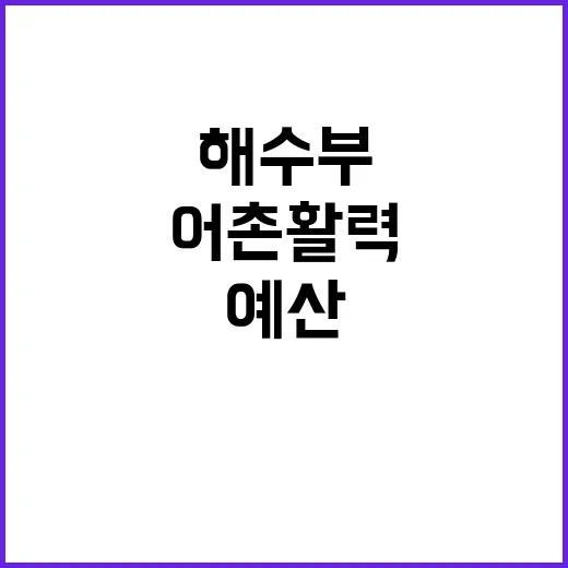 해수부 예산 어촌 활력 위한 6조 투자 발표!