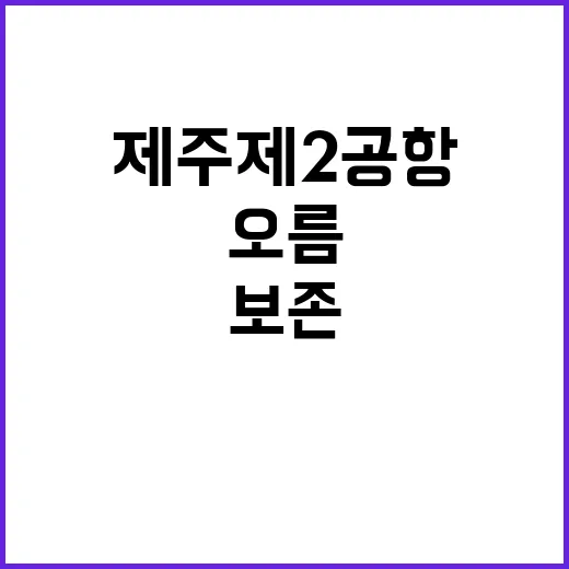 제주 제2공항 오름 보존 계획 공개! 사실은?